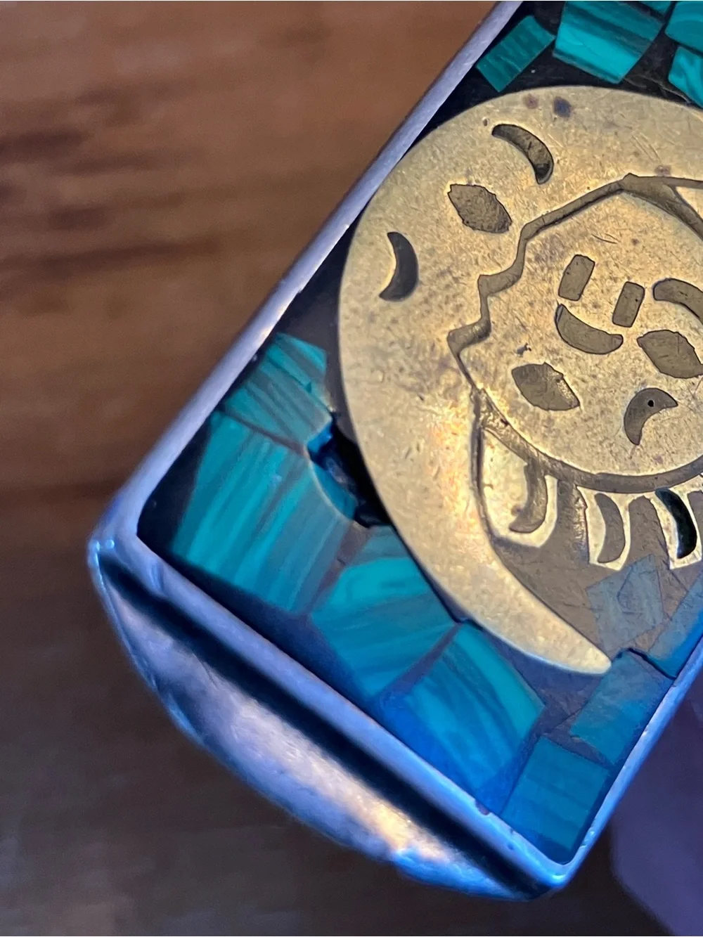 Vintage Taxco Mixed Metal Malachite Money Clip (Latin TP-114 Mexico)